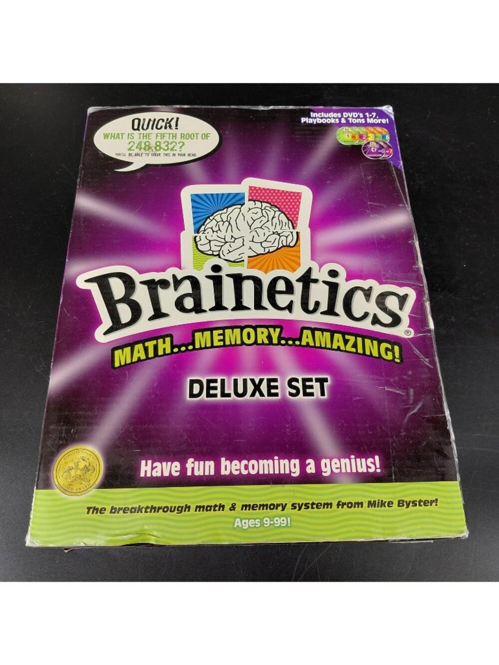 Brainetics Deluxe Set Math Memory Learning DVDs 1-7 Playbooks Kit Cards Ages 9+